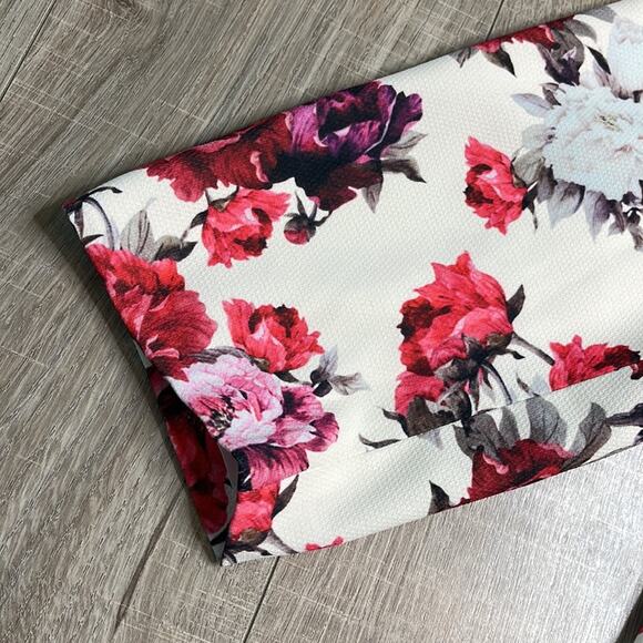 LUII Pink Cream Floral Snap Front 3/4 Sleeve Jacket Women’s Size Medium - Picture 4 of 9